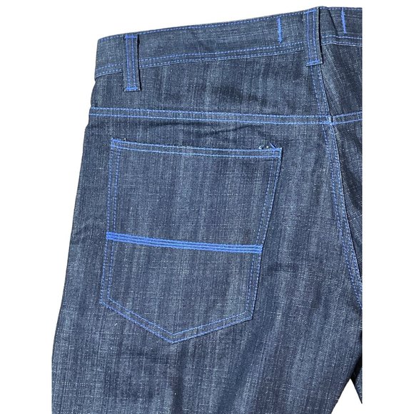 NWOT Rich Kids Dark Wash Blue Topstitching 38x32 Denim Jeans Hip Hop Wide Leg - Picture 9 of 11